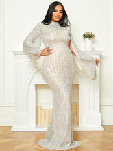 Glitter Bell Sleeve Mermaid Dress